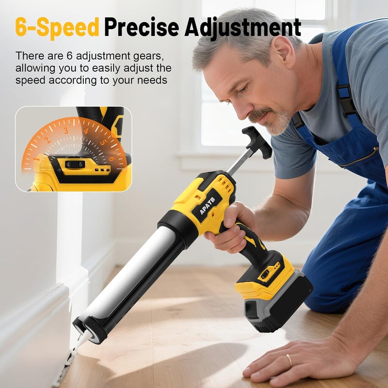 APATB Cordless Caulking Gun Compatible With DeWalt 20V Max Battery, No-Drip Caulking Gun with LED Light, Electric Caulking Gun, Filling and Sealing Tool for Windows, Doors, Floors and Walls (NO Battery) - Image 5
